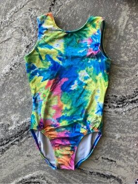 Tie-Dye Girl's Sleeveless Leotard — Bright Multicolor